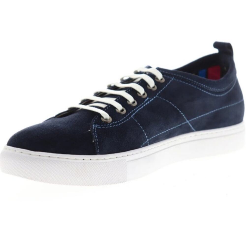 Robert Graham Ernesto Sneakers Shoes Lace Up Low Top Suede Leather Navy Blue 11